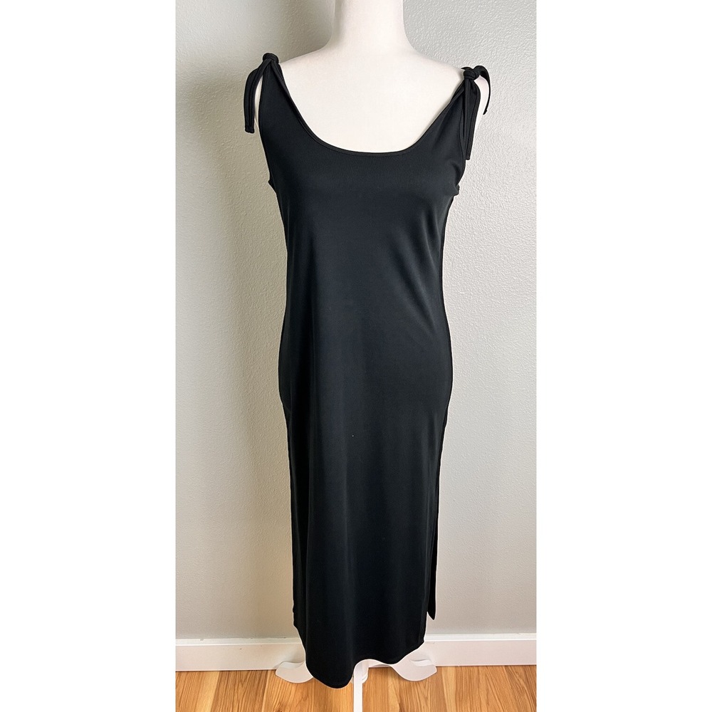 Women's Tavik Leeman Black Sleeveless Boho Midi Dress Size Medium Tie Ribbed